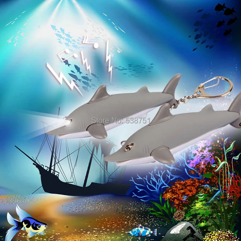 Бесплатная доставка FEDEX 100 шт./лот LED Sea Animal брелок Акула звуковой свет креативная