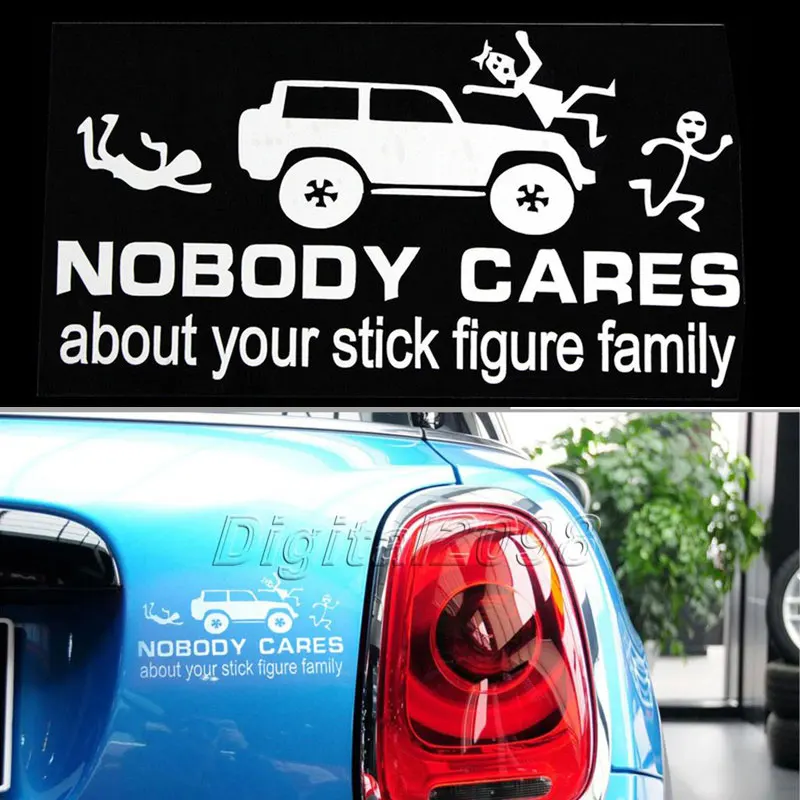 Yetaha NOBODY CARES Stick Figure Family Sticker s виниловые Светоотражающие Водонепроницаемые