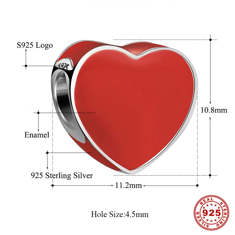 DALARAN Love Charms серебро 925 пробы красные бусины подходит для шарма сделай сам браслет