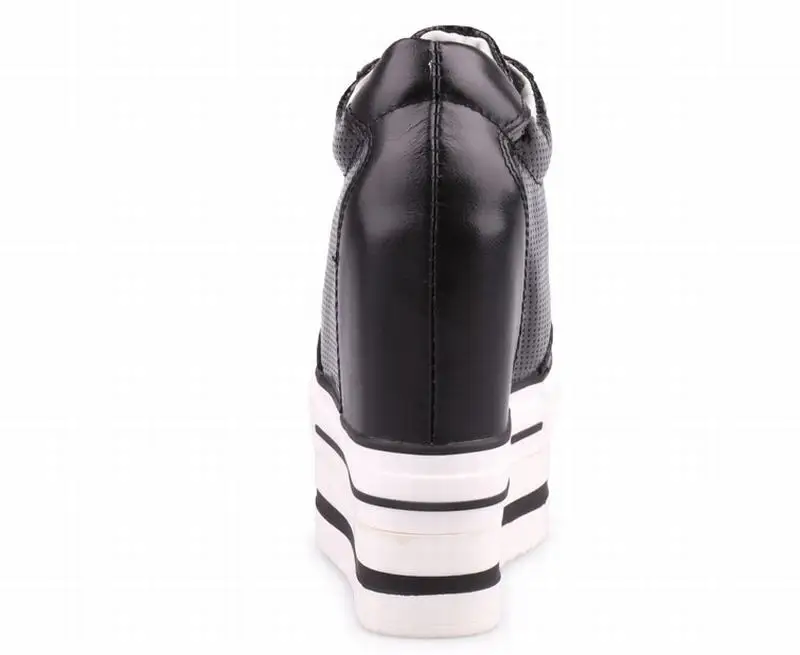 Женские туфли из овечьей кожи пикантные супер удобные на танкетке со шнуровкой