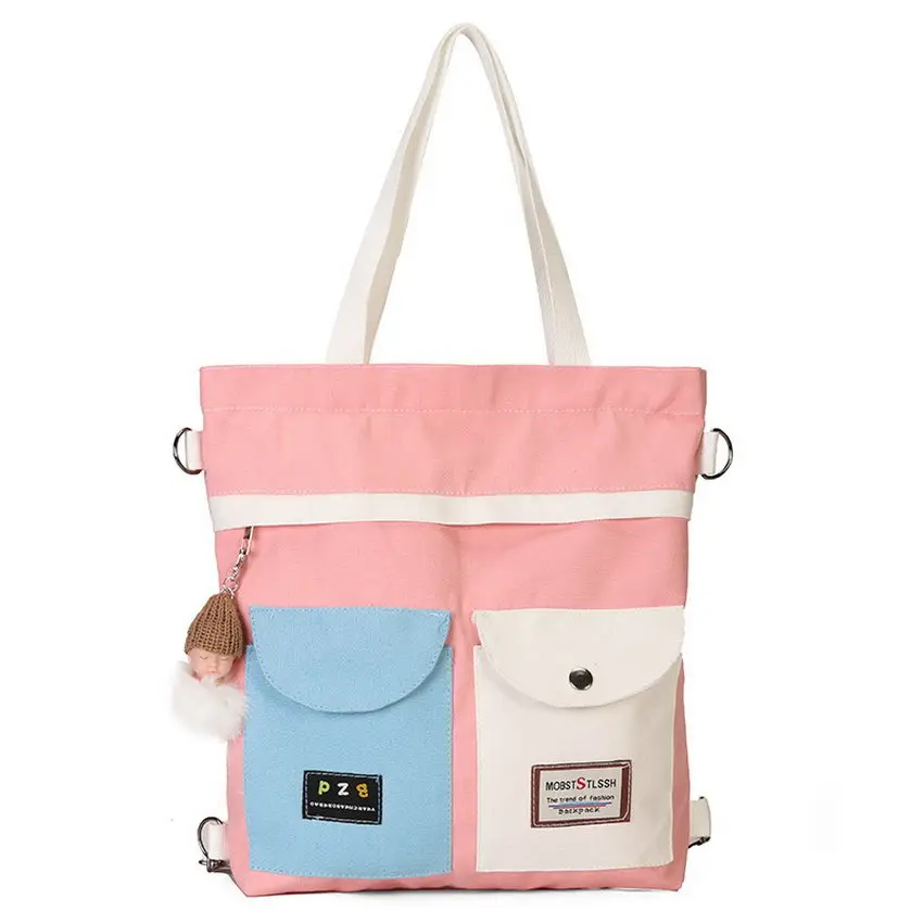 

KANDRA 3 in 1 Fashion Girl Canvas Hangbag Totes 2019 New Removable Straps Foldable Purses Student Bag Shoulder Bag