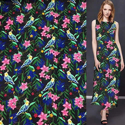 Beautiful flower and animal print 100% silk twill fabric 16momme STW097 | Дом и сад