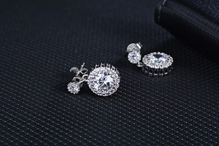 Женские серьги гвоздики из серебра 925 пробы с фианитом|stud earrings|stud earrings for womenjewelry |