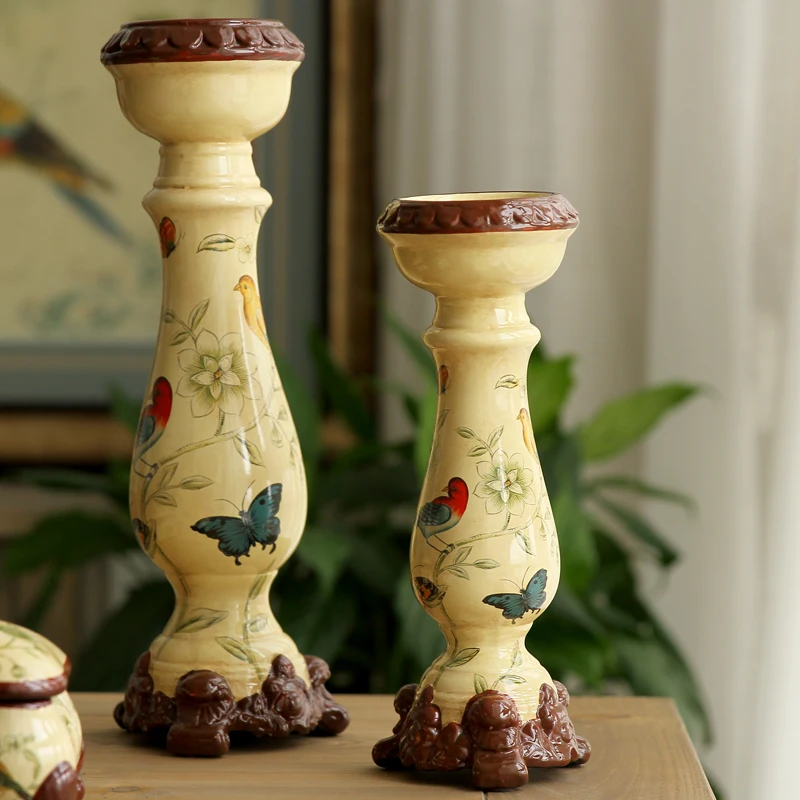 

Living Room Furnishings Ornaments Painted Pottery Candlesticks