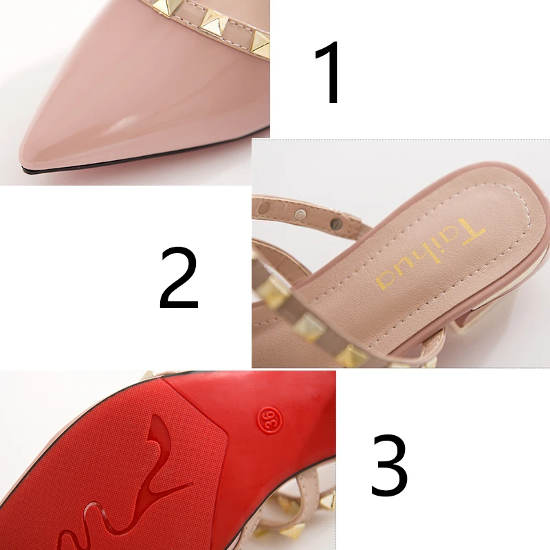 HQFZO Rivet Patent Leather Sandals Pointed toe Slippers Closed Toe Slingback Slip On Comfortable Women Summer Shoes Flats Mujer | Обувь