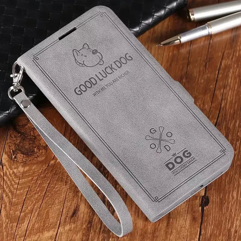 Gray Lucky Dog Чехол для huawei Honor 8X, винтажный флип-кошелек, кожаный чехол с подставкой для Honor 8X Max, чехол с узором, мягкий силиконовый чехол, чехлы для телефонов - Цвет: Gray Lucky Dog