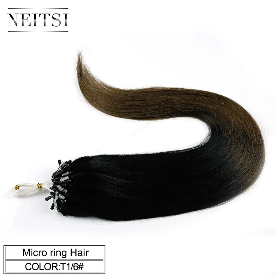 Neitsi петля микро кольцо машина сделанная remy волосы для наращивания человеческие волосы прямые Омбре пианино цвет микро звенья 2" 50 см 1 г/локон 50 г - Цвет: T1/6 #