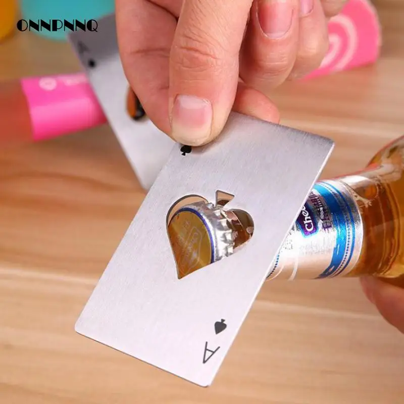 1pcs Stainless Steel Creative Poker Bottle Opener Shaped Wine High Quality Beer Kitchen Accessories | Дом и сад