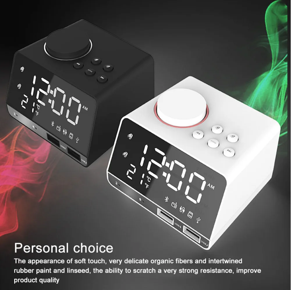 EXRIZU K11 проводной Bluetooth динамик светодиодный цифровой будильник fm-радио телефон usb зарядка TF воспроизведение Handsfree Повтор цифровые часы