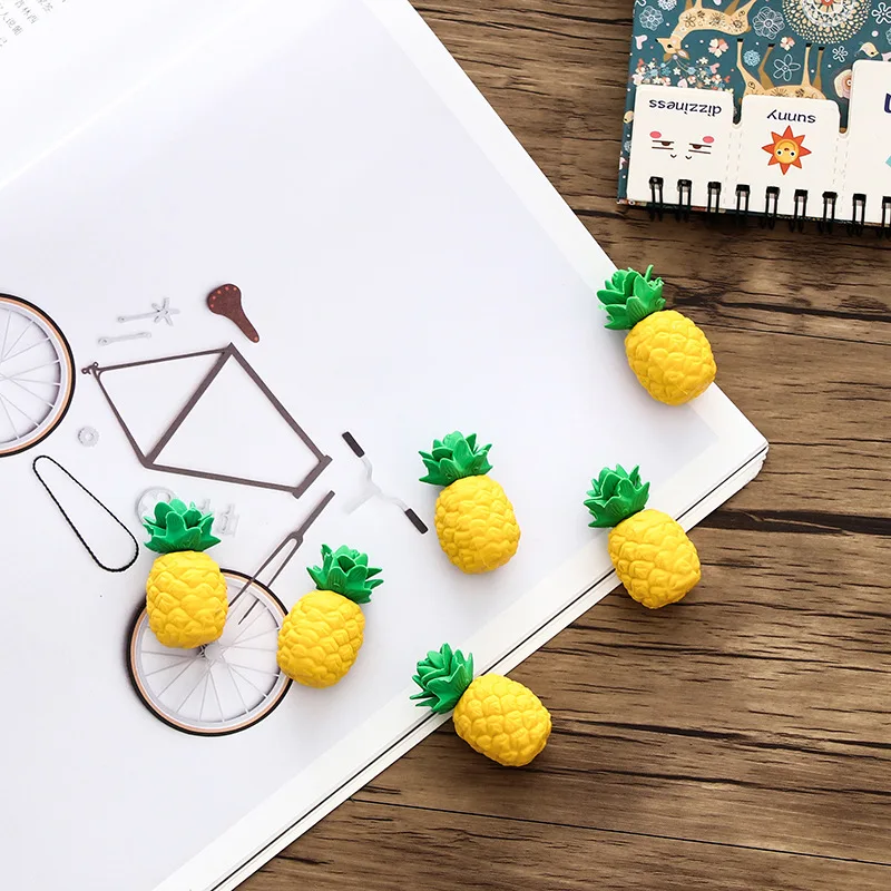 3 pcs/pack Creative 3D Cartoon Pineapple Fruit Eraser Rubber Primary Student Prizes Promotional Gift Stationery | Канцтовары для