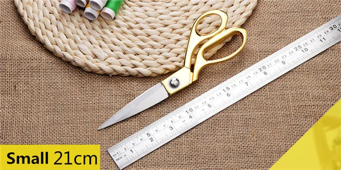 Small Size Винтажные современные ножницы из нержавеющей стали высокого качества для шитья ткани, портной ножницы, золотые острые лезвия, аксессуары - Цвет: Small Size