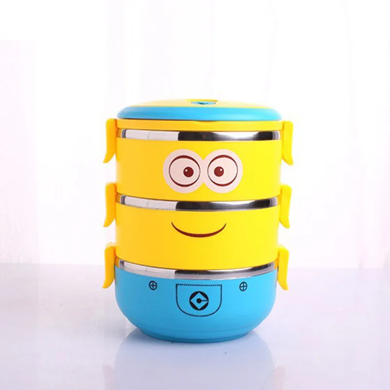1 4 слоя мультфильм Миньон из нержавеющей стали Ланч бокс для детей Tiffin Коробки