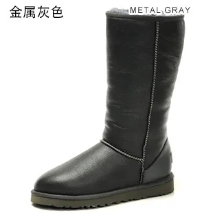 Metal Gray INOE/модные женские зимние сапоги на меху из овечьей кожи; зимняя обувь; водонепроницаемая обувь на плоской подошве; высокое качество; Размеры 35-44; Цвет Черный - Цвет: Metal Gray