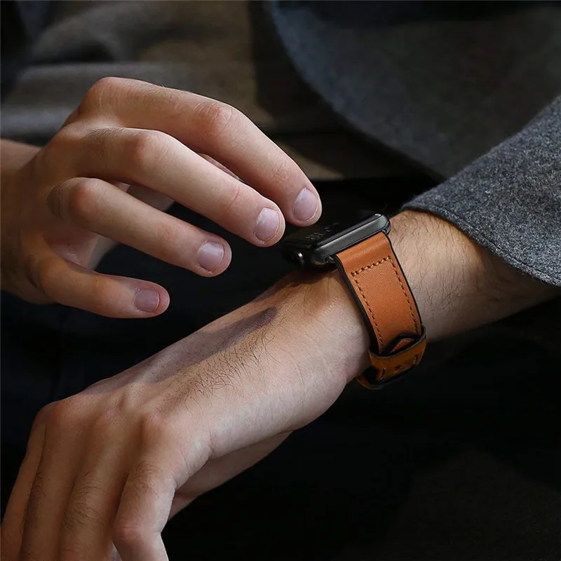 Чехол-накладка из искусственной кожи браслет для наручных часов Apple Watch, версии 44/40 мм спортивные запасной браслет ремешок для наручных часов iwatch, 4/3/2/1, 38, 42 мм, версия