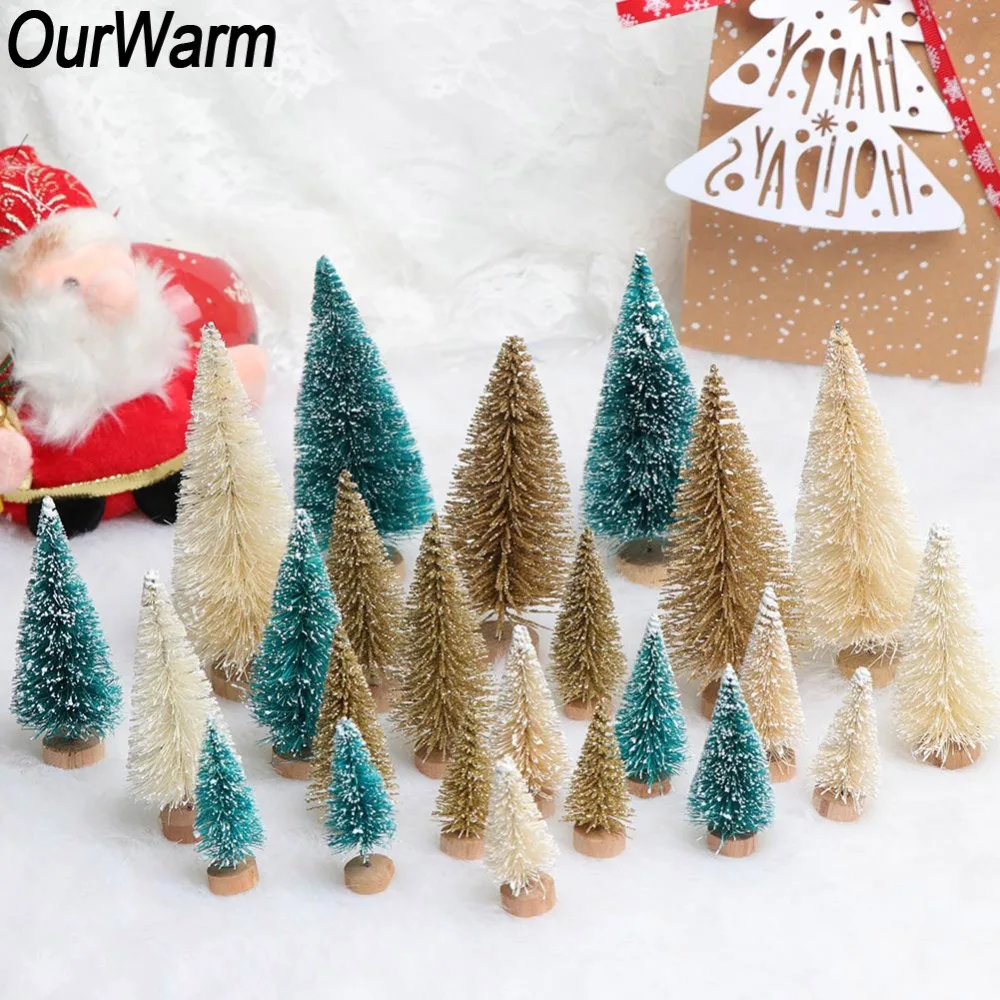OurWarm 24 шт Сделай Сам Снежный Мороз маленькая сосновая елка новогодняя продукция Мини Рождественская елка помещается на рабочий стол Рождественское украшение