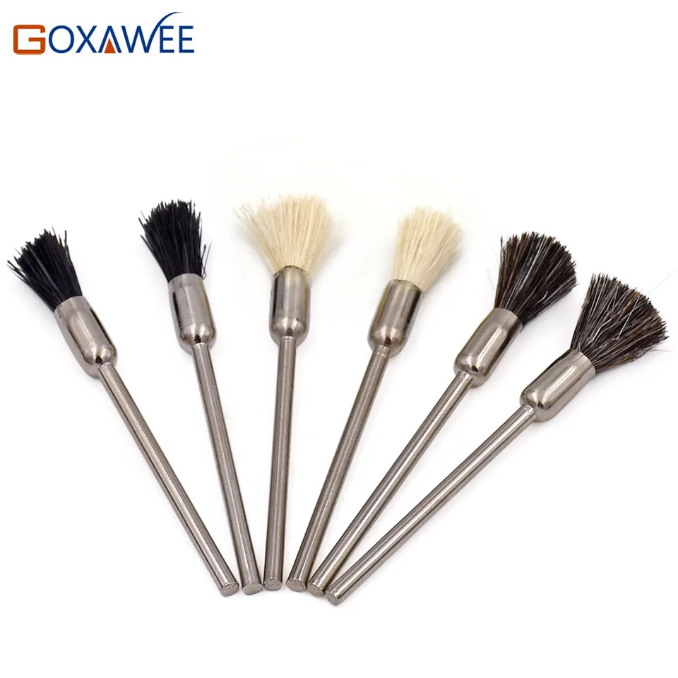 GOXAWEE 10 шт. щетка с щетиной белая серая кисть из козьей шерсти используется для Dremel