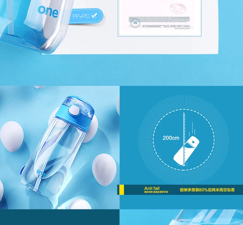 Oneisall детская бутылка для воды без бисфенола Мультяшные милые соломенные бутылки для питья портативная школьная чашка для воды 500 мл для детей кружка