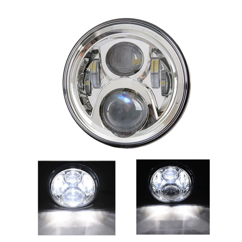 Chrome 50W 1 Аксессуары для мотоциклов 7 дюймов светодиодные фары Halo DRL свет для Road King Yamaha Heritage Softail Классический EFI FLSTCI налобный фонарь - Цвет: Chrome 50W 1