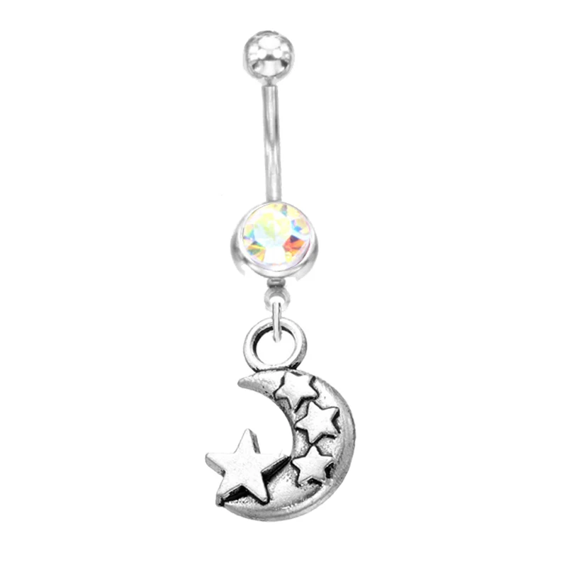 5PCS Surgical Steel Tortoise Piercings Ombligo 14G Star Moon Navel Belly Button Piercing Dangle Earrings Body Jewelry | Украшения и