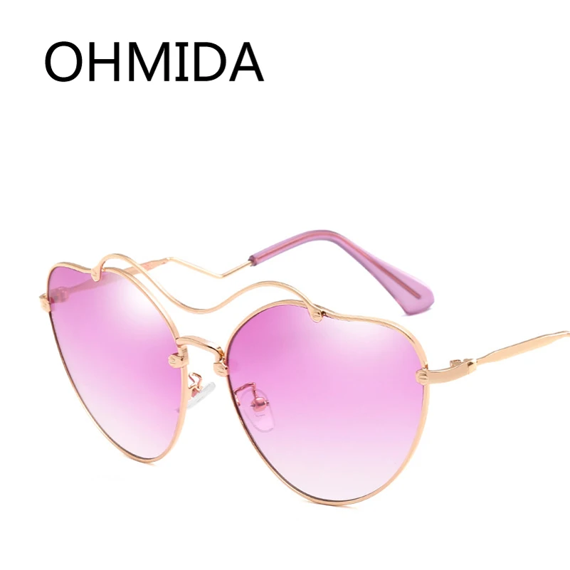 OHMIDA New Fashion Heart Sunglasses Women 2018 UV400 Bands Designer Sexy Sun Glasses For Mirrored Pink Shades Sunglass | Аксессуары для