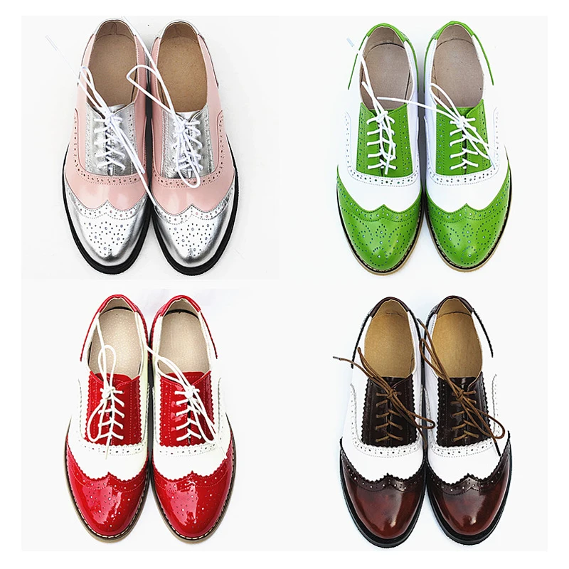 Women Quality Flats Genuine Leather Lace-up Oxfords Shoes For Spring Autumn Handmade Large Size 44 Footwear Casual Brogues | Обувь