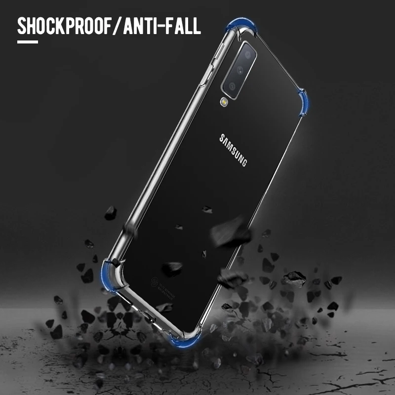 Ударопрочный Мягкий Прозрачный чехол для Samsung Galaxy A8 A6 J4 J6 Plus J8 A7 A9 2018 J2 Core J3 J5 J7 2017 S10