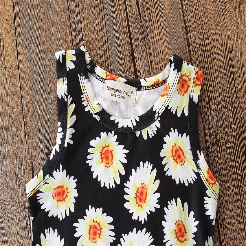 2 шт. для малышей Одежда детей девочек подсолнечника Танк Майки + Джинсовые шорты