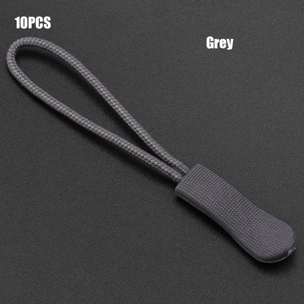 Grey 10 шт., Съемник на молнии, подходит для веревочной бирки, сумки, аксессуары, фиксатор, застежка на молнии, сменный зажим, сломанная Пряжка, дорожная сумка, чемодан, палатка - Color: Grey