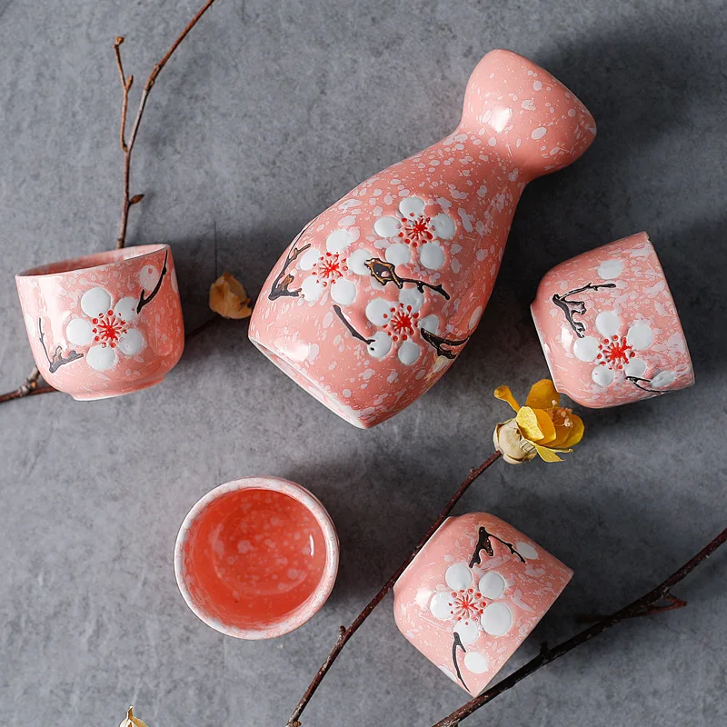 Набор сакэ из 5 предметов традиционный керамический набор японского с 1 бутылкой