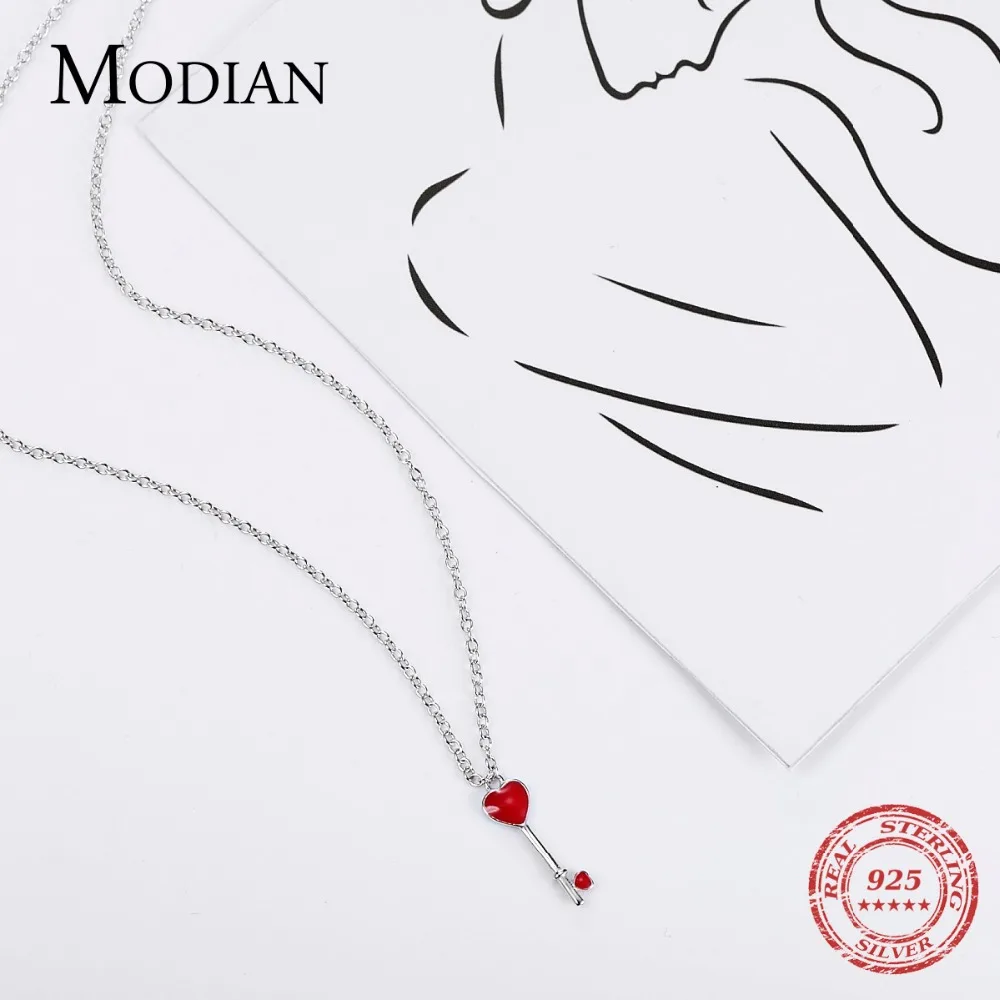 Цепочка Modian женская из серебра 925 пробы с эмалью романтическое ожерелье милым