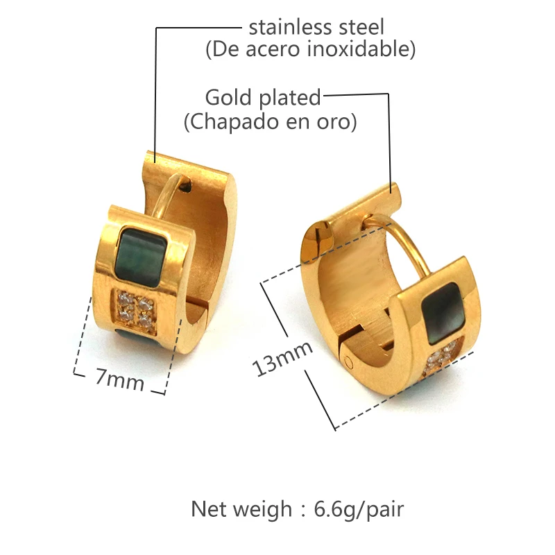 Fashion Stainless Steel hoop Earrings For Women Men Geometric Circle Cute Rhinestone Ladies Gold color Pendientes Jewelry | Украшения и