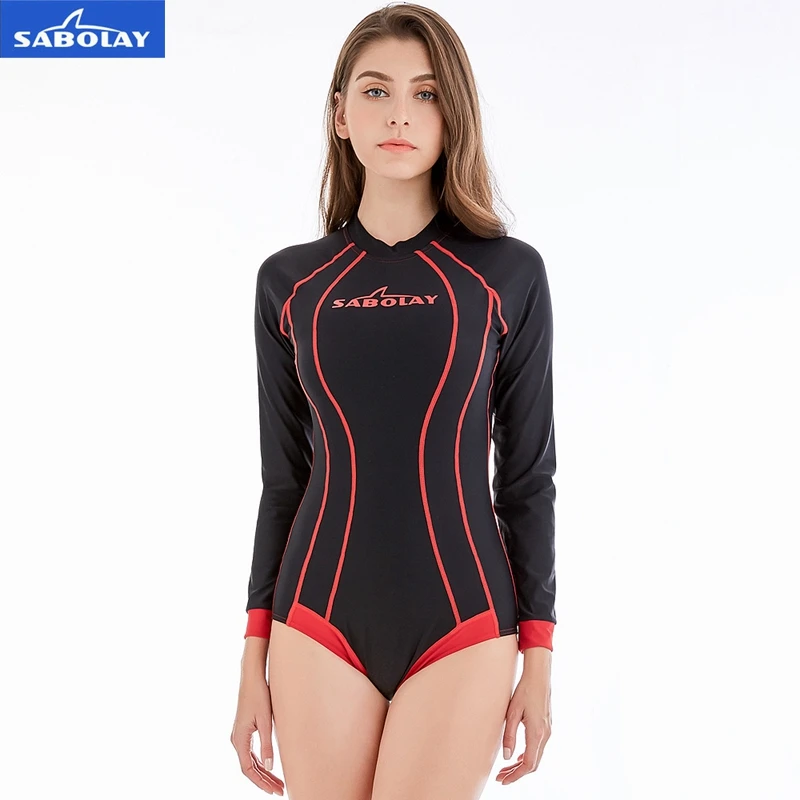 Женский купальный костюм с длинным рукавом SABOLAY короткий в винтажном стиле