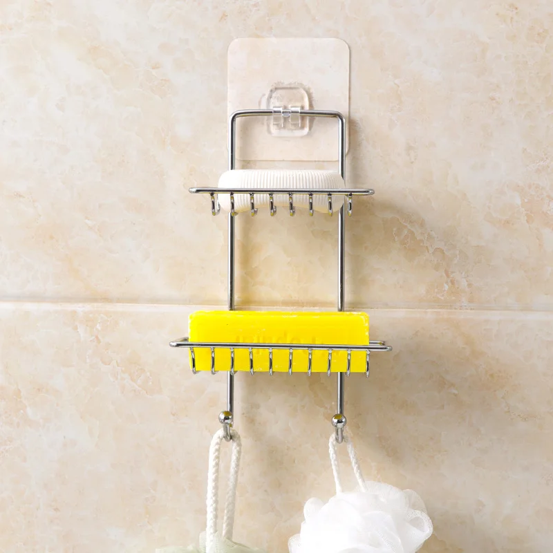 Двухслойный водостойкий держатель для мыла из нержавеющей стали с крюком