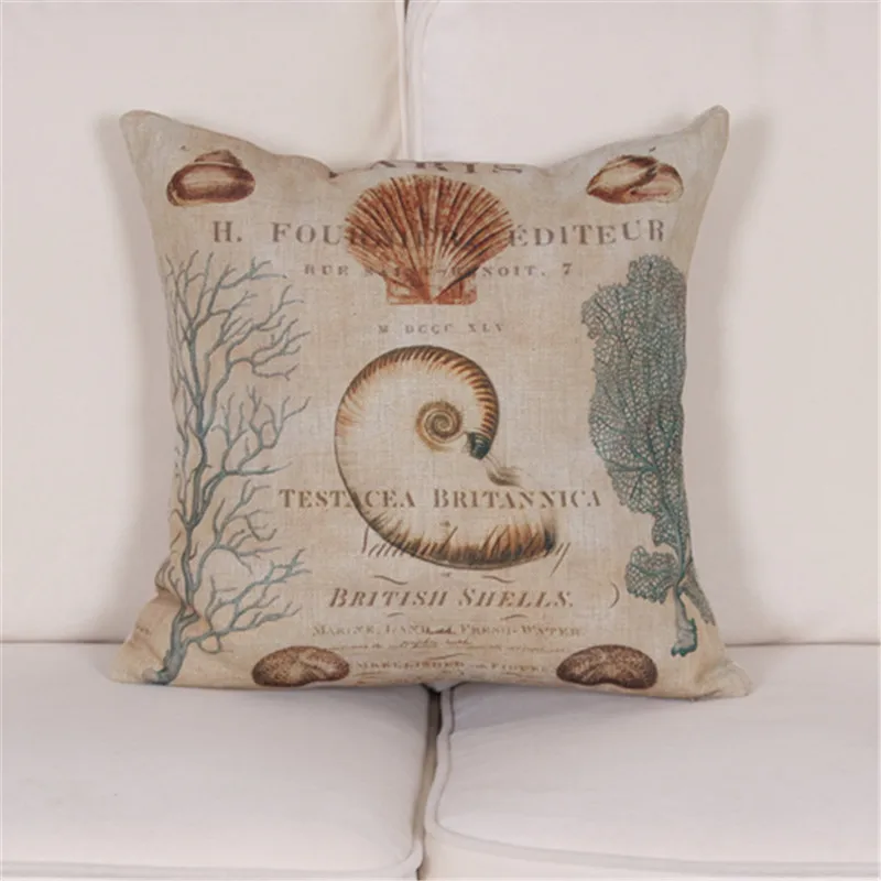 Европейский ретро стиль морское существо раковины декоративные льняные