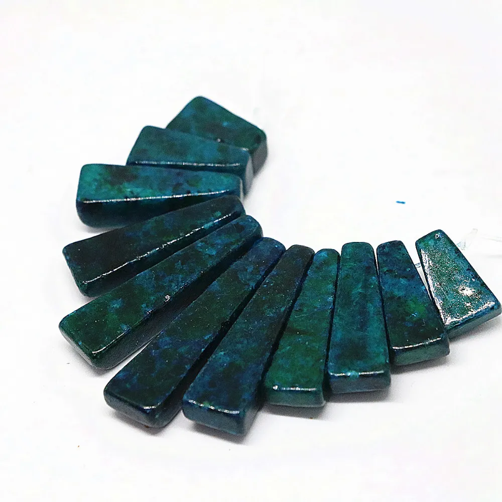 Мода синий зеленый камень хризоколла бисер 11 шт. Придерживайтесь Винтаж Кулон