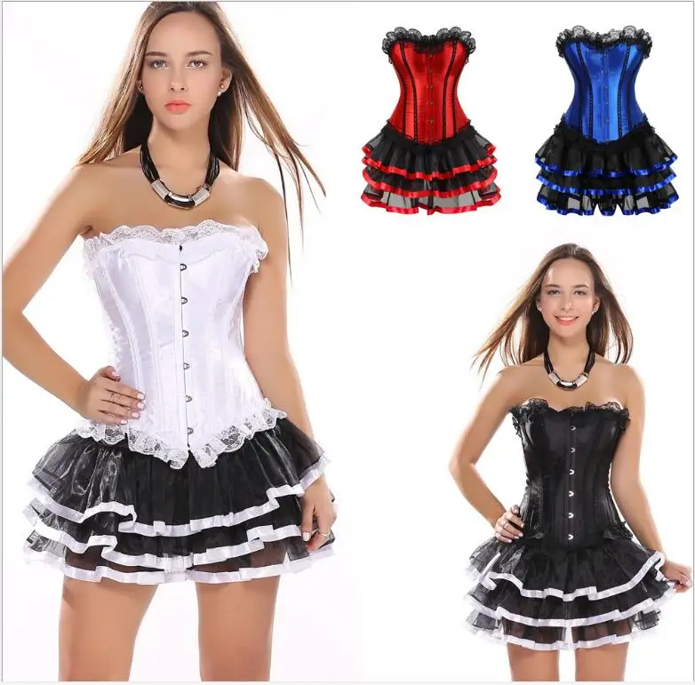 Женское платье танцор Burlesque откровенное ведьмы на Хэллоуин Бюстье под грудью