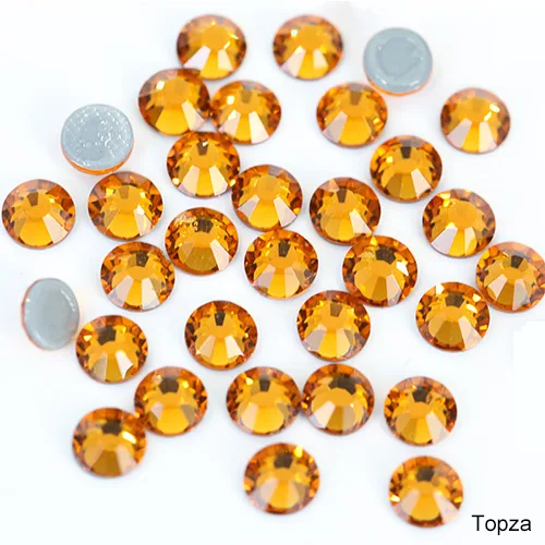 Topaz 41 цвет 5 размеров высокое качество кристалл AB Горячая фиксация стразы стекло страз железо на белом горячей фиксации Стразы для DIY одежды B0890 - Цвет: Topaz