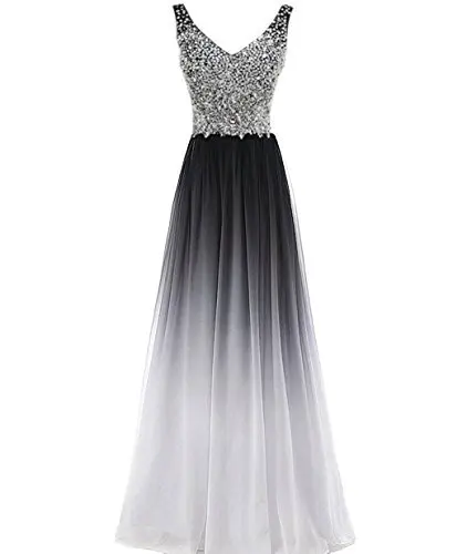 Doragrace robe de soiree бисером шифон v-образным вырезом без рукавов размера плюс градиентные Вечерние платья Длинные платья для выпускного вечера