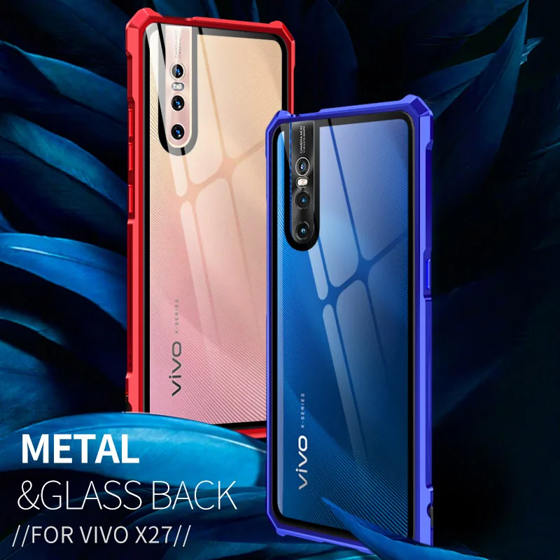 Чехол из закаленного стекла для VIVO X27 роскошный металлический чехол прозрачный