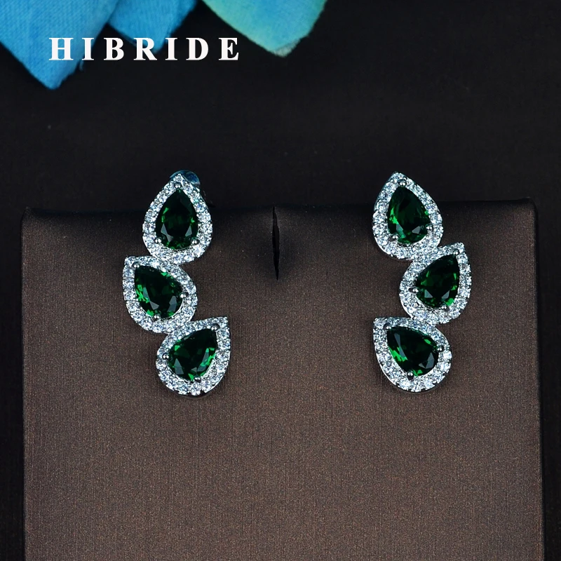 

HIBRIDE New Trendy Multipi Color AAA Cubic Zirconia Women Stud Earrings Fashion Female Jewelry Bridal Earring Brincos Gift E-782