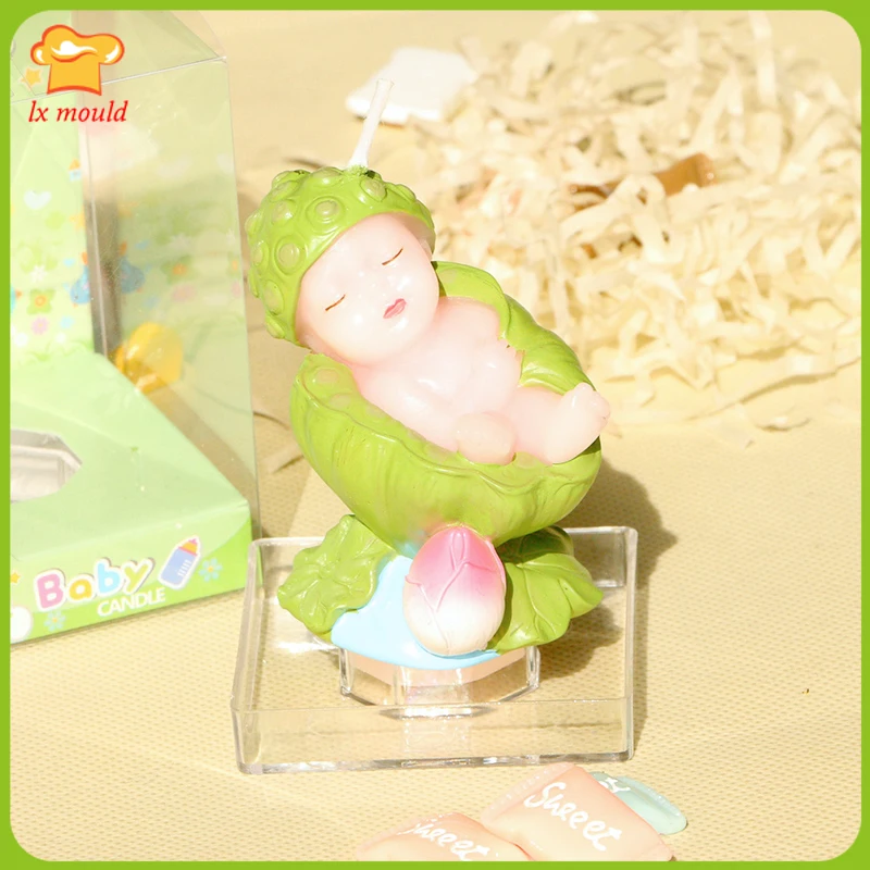 

2022 New 3D Lotus Doll Birthday Party Children Birthday Candle Silicone Mould Baking Tools DIY 3D Chocolate Silicone Mold