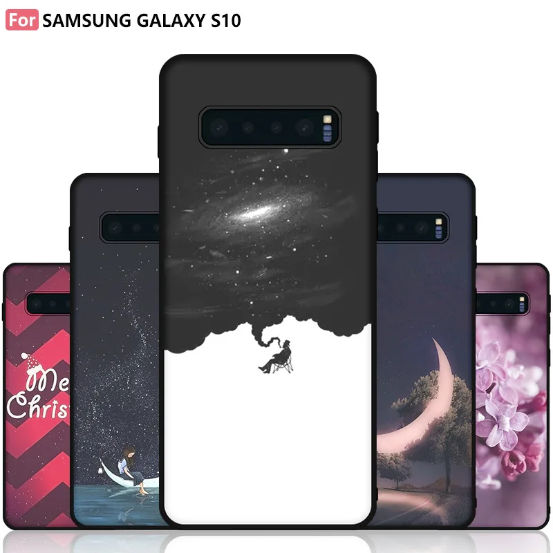 Чехол для Samsung Galaxy S10 Plus Lite Черный матовый чехол с рисунком + Capa Coque Funda | Мобильные