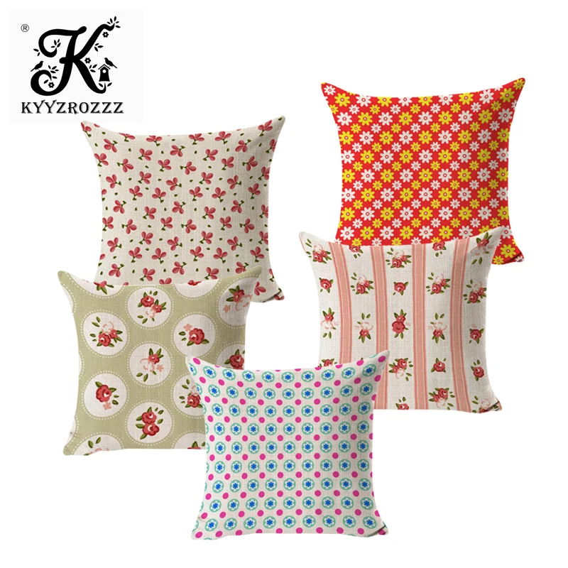 

Printing Cushion Covers Square Cotton Linen Office Waist Pillow Decorative Throw Pillows Cover Chair Seat Case