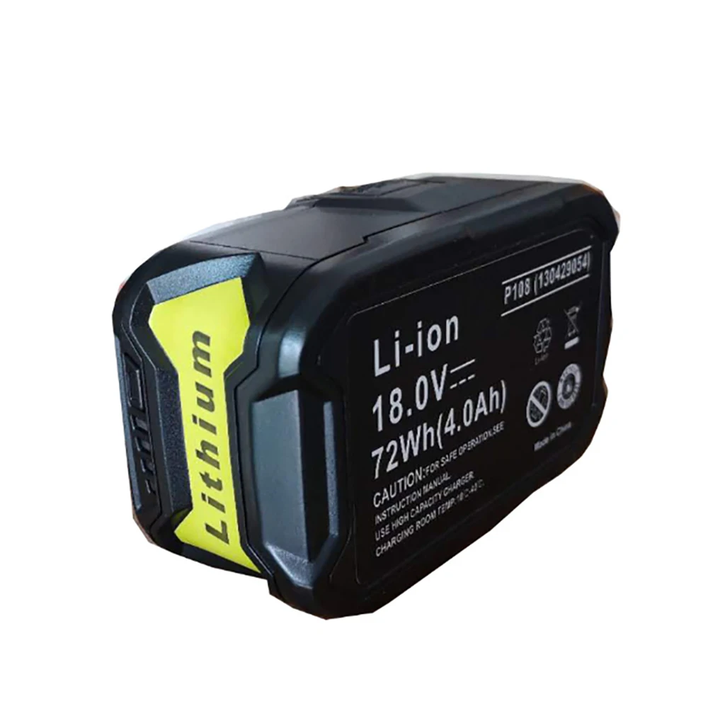 Новый литий ионный аккумулятор 18 в 4000 мАч для электроинструмента Ryobi P108 RB18L40