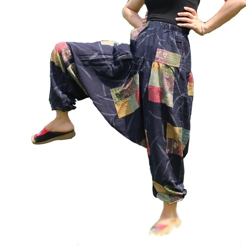 Индийский штаны для йоги Для женщин отдыха штаны-шаровары летний Непала