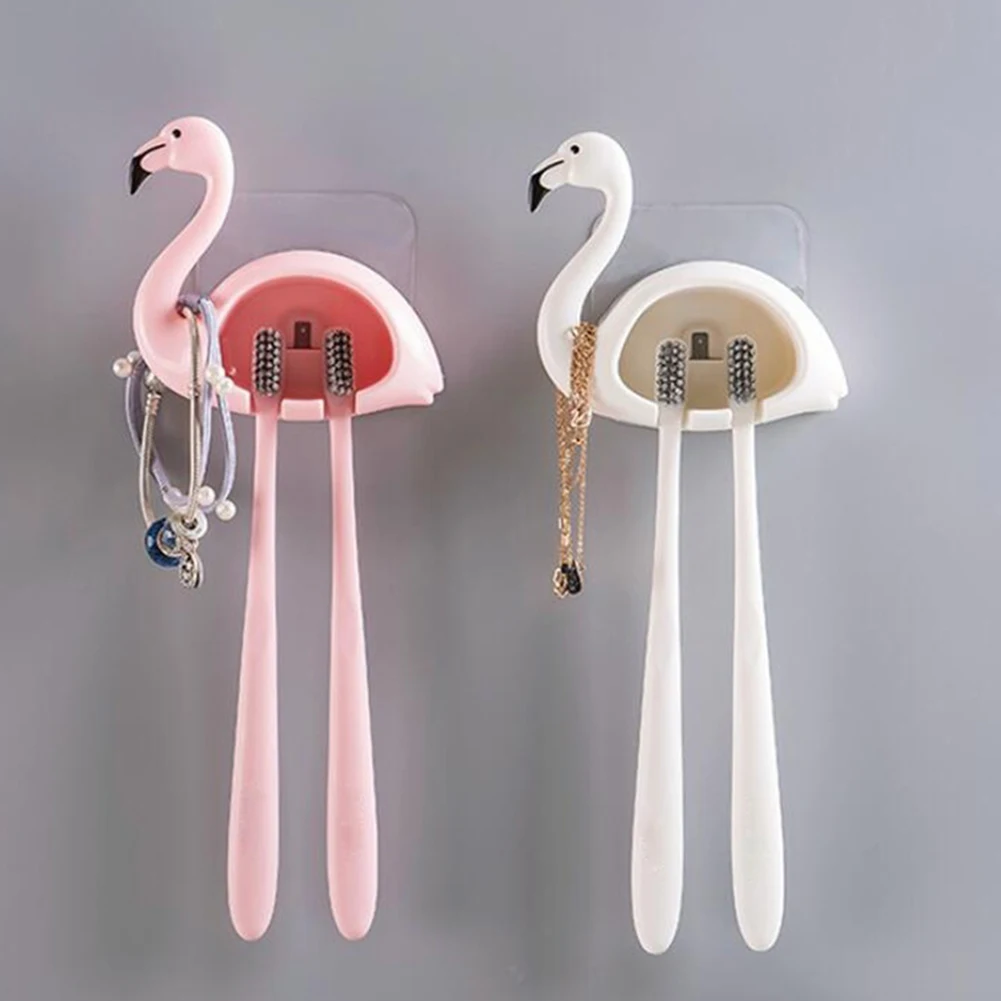 1pc Cute Animal Flamingo Toothbrush Hanger Trace-free Storage Rack Bathroom Holder Shelf Supplies Hot | Дом и сад
