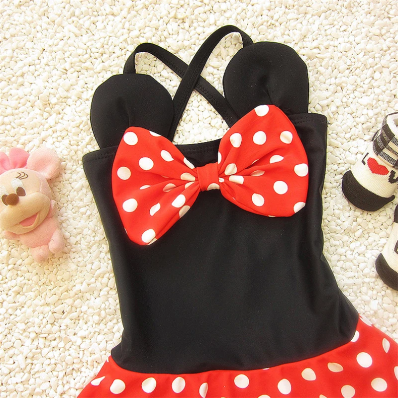 New Baby swimsuits Cartoon girl Minnie piece swimming costumes Children bow waves swimsuit kids 16031 |