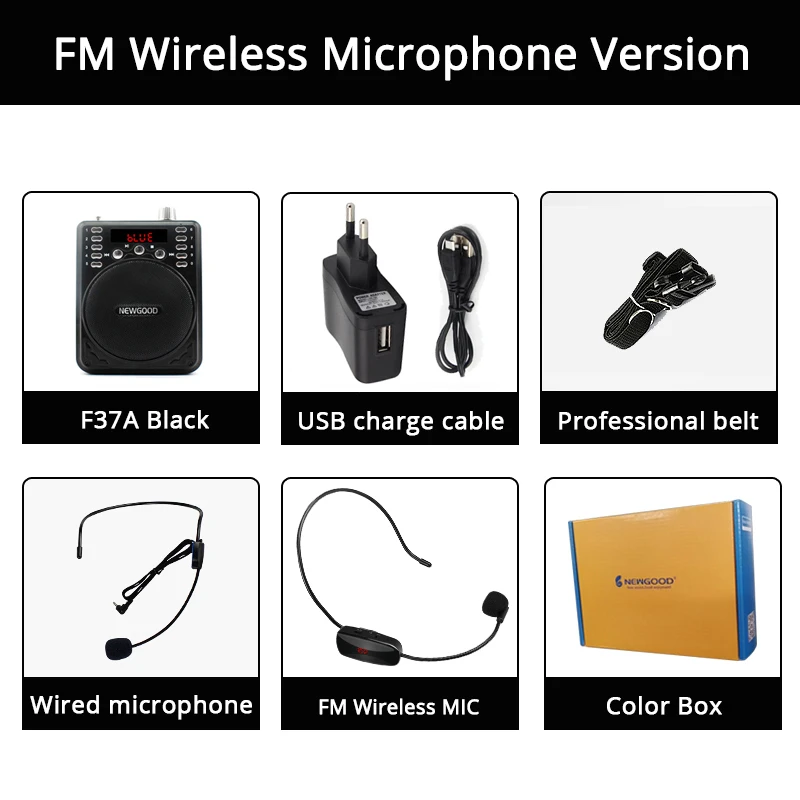 Мини Портативный голос усилители домашние Bluetooth колонки громкий запись с FM радио беспроводной микрофон для учителей гид - Цвет: Black with FM MIC