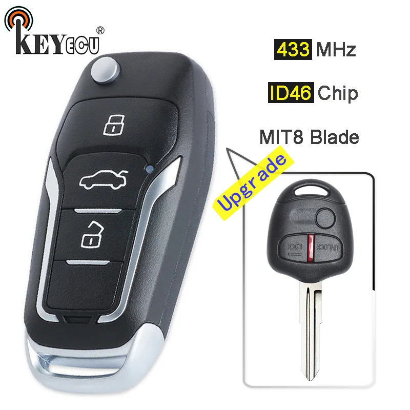KEYECU 433 МГц ID46 G8D571MA Модернизированный флип 3 кнопки дистанционного брелока для Mitsubishi Pajero NS серии NT/Triton ML MN серии MIT8