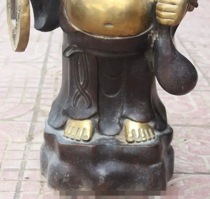 

S01423 25" Chinese Bronze Gilt Wealth Money Bag Happy Laugh Maitreya Buddha Statue